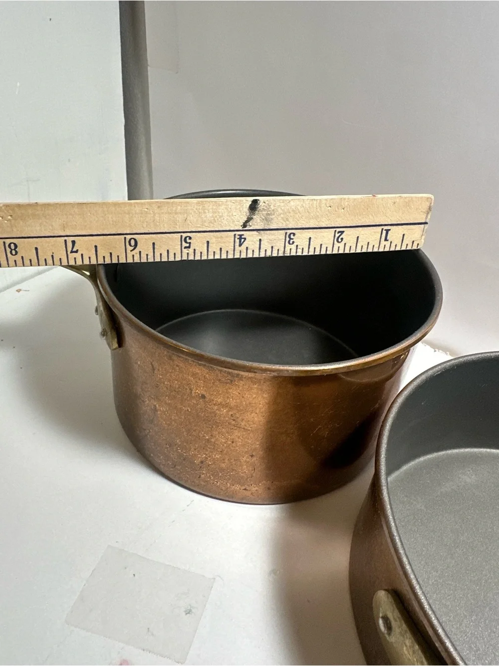 2 Copper Saucepan with Brass Handle and Teflon interior- Home Kitchen